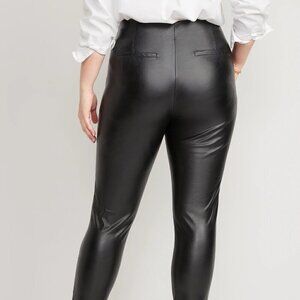 NWT Old Navy | Extra Hi-Waisted Faux-Leather Zip Ankle Leggings Black  | Sz 16